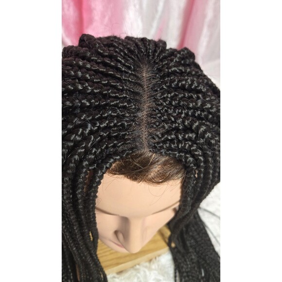 Full Frontal Braided Dark Brunette Natural Look Bohemian Wig - Picture 3 of 15